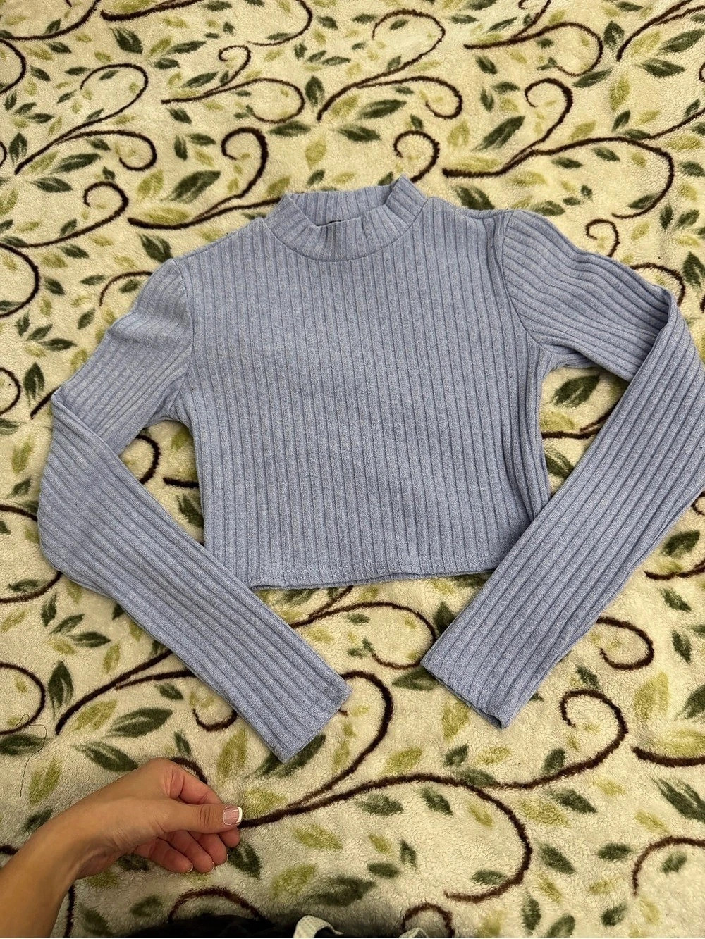 Forever 21 Ribbed Mock Neck Sweater Frost Blue Size Small Like New
